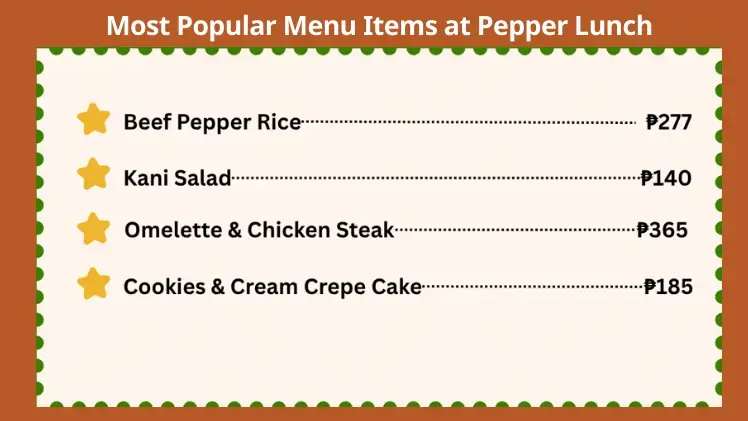 pepper lunch menu philippines 